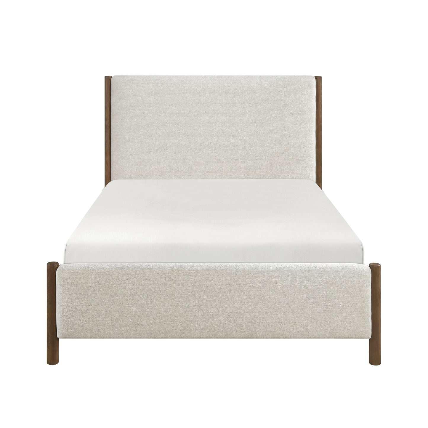 Homelegance Queen Bed Julian Beige Chenille Caramel Oak Finish 1587-1