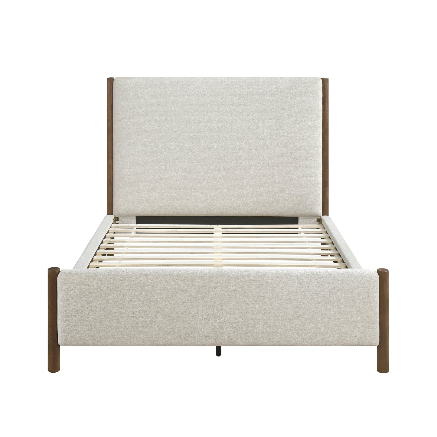 Homelegance Queen Bed Julian Beige Chenille Caramel Oak Finish 1587-1