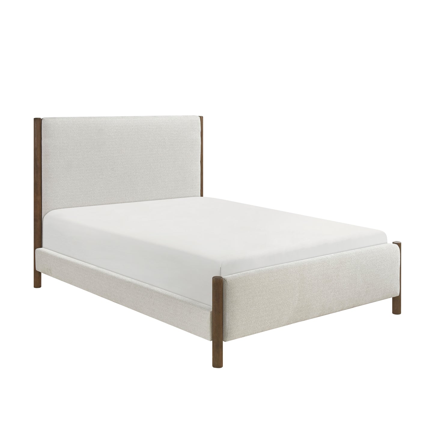 Homelegance Queen Bed Julian Beige Chenille Caramel Oak Finish 1587-1