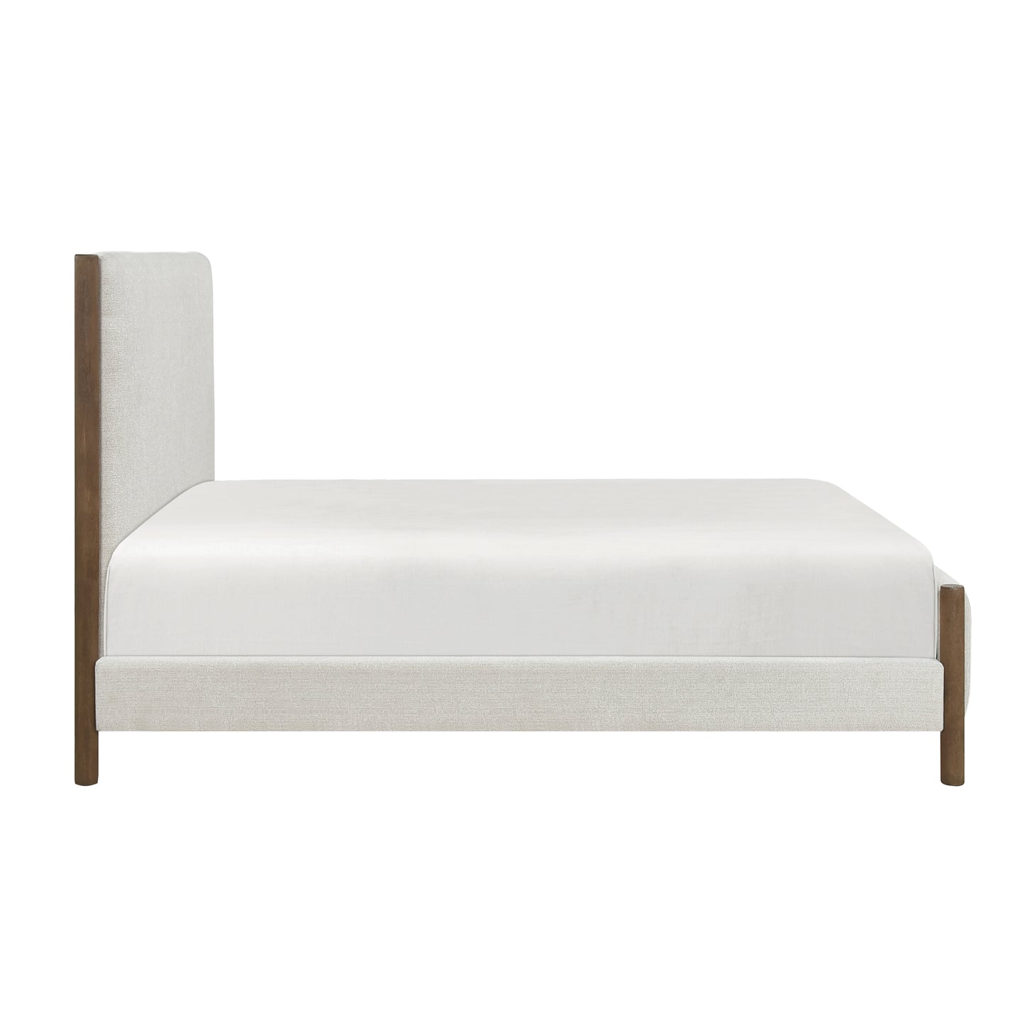 Homelegance Queen Bed Julian Beige Chenille Caramel Oak Finish 1587-1