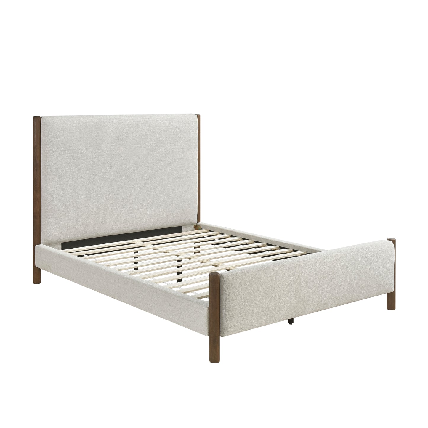 Homelegance Queen Bed Julian Beige Chenille Caramel Oak Finish 1587-1