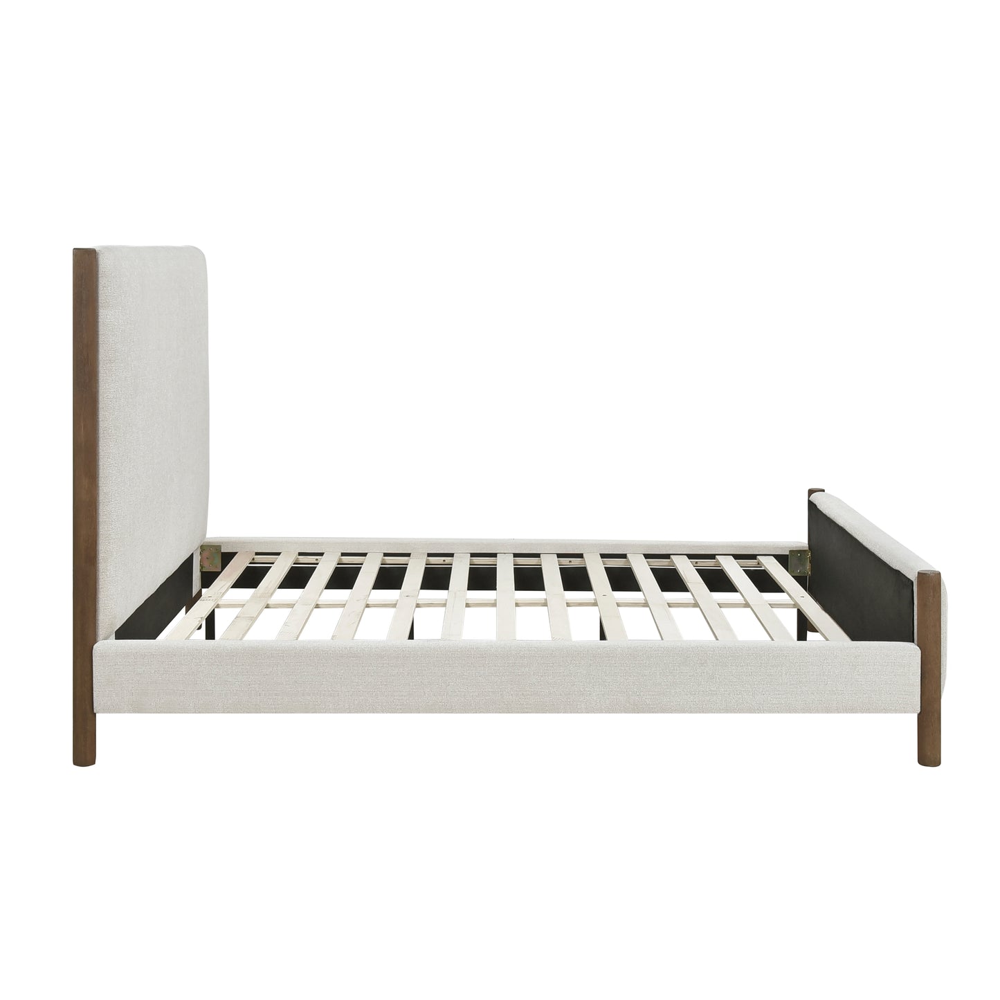 Homelegance Queen Bed Julian Beige Chenille Caramel Oak Finish 1587-1