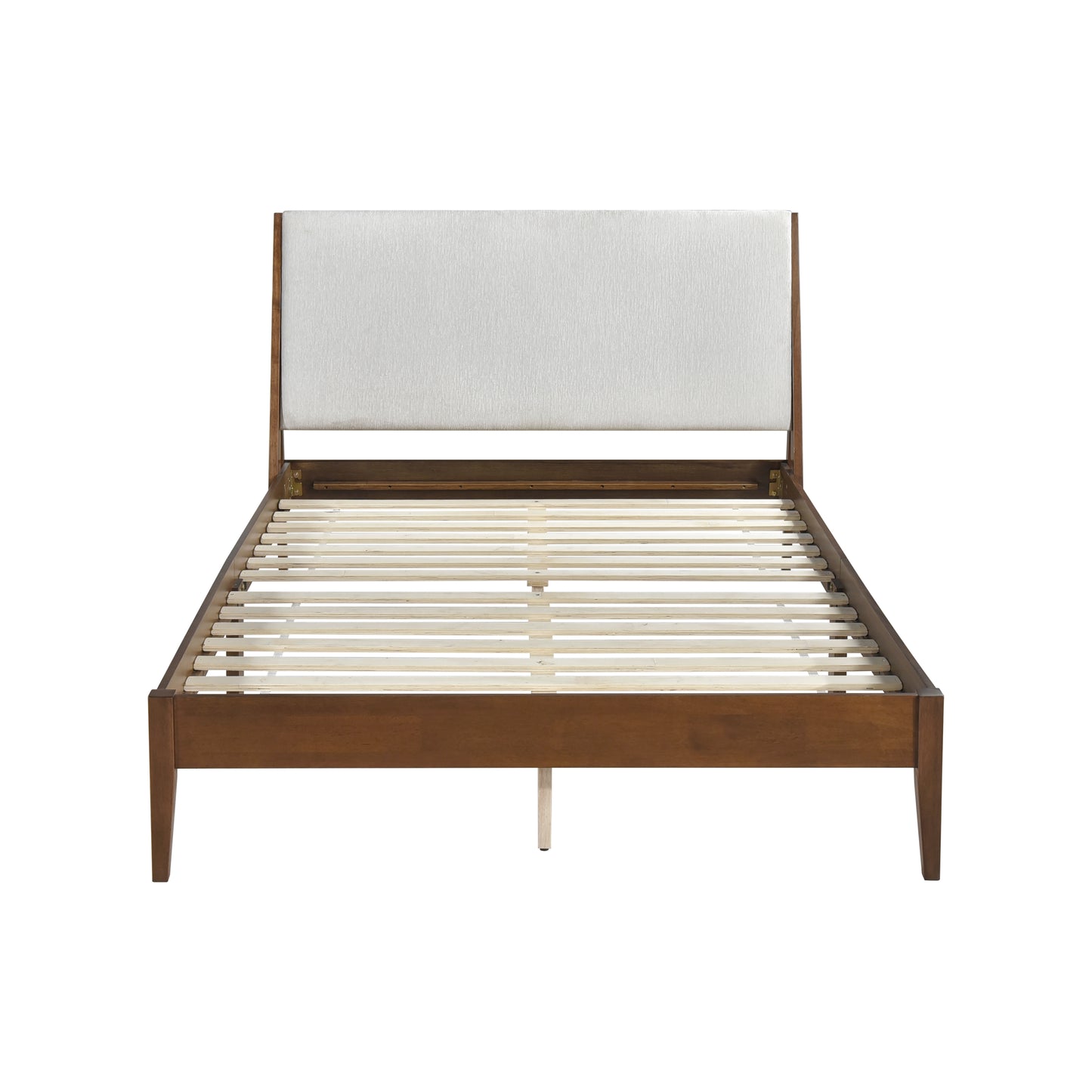 Homelegance Queen Bed Jasper Chestnut Finish Light Gray Upholstery 1588-1