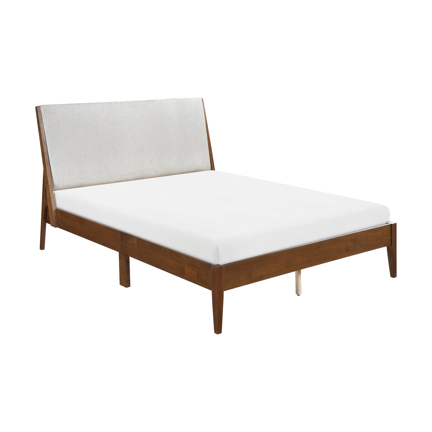Homelegance Queen Bed Jasper Chestnut Finish Light Gray Upholstery 1588-1