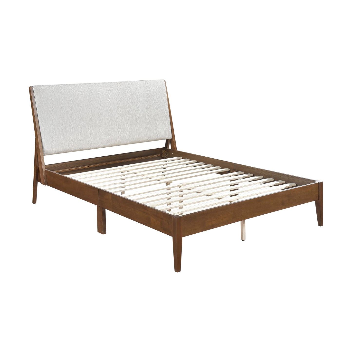 Homelegance Queen Bed Jasper Chestnut Finish Light Gray Upholstery 1588-1
