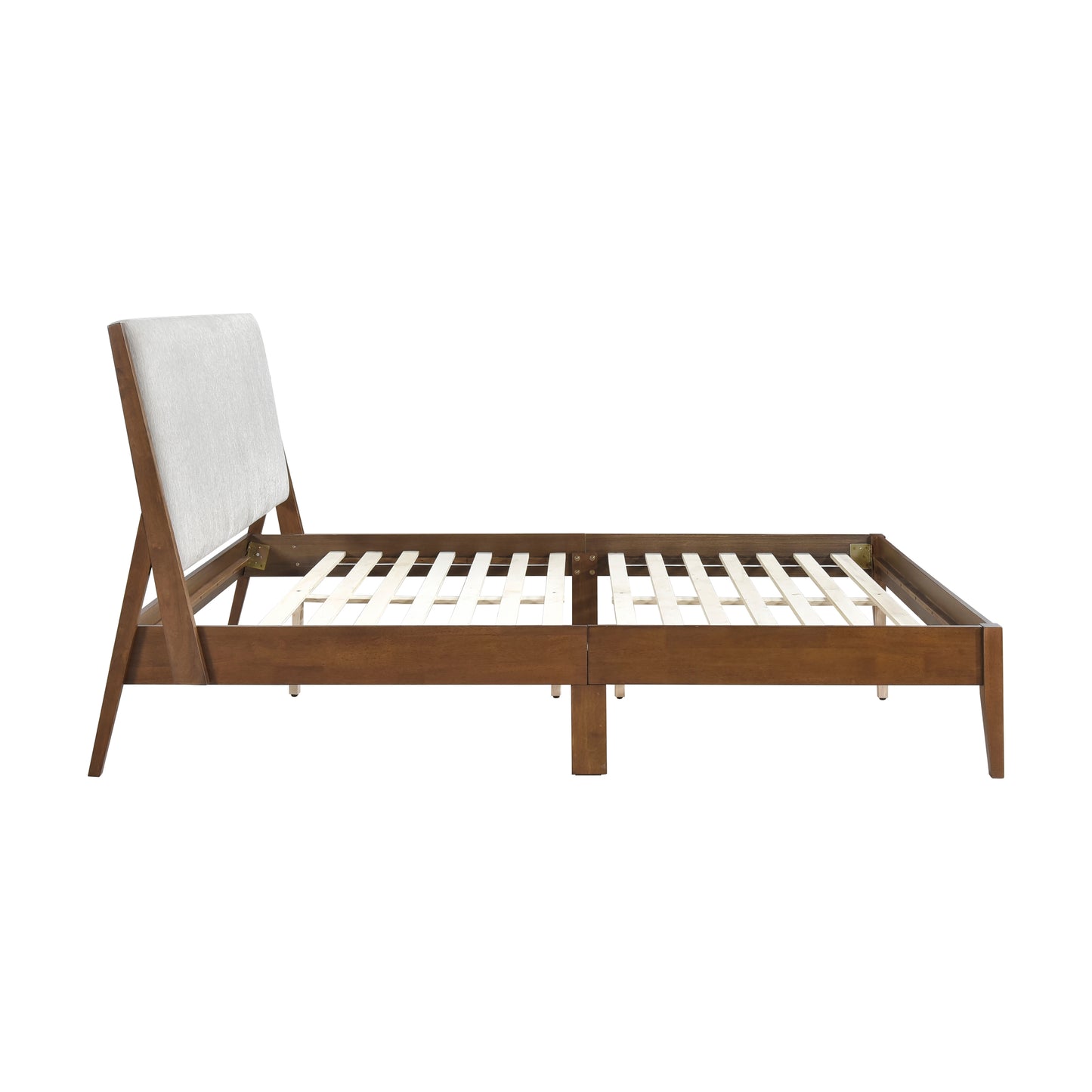 Homelegance Queen Bed Jasper Chestnut Finish Light Gray Upholstery 1588-1