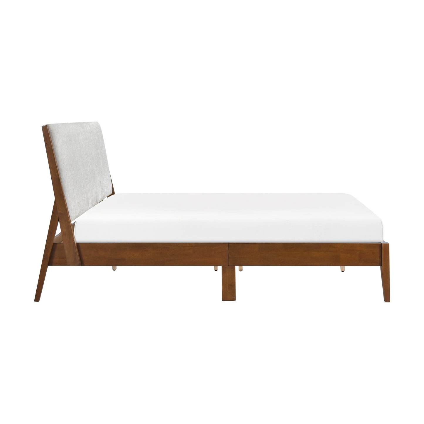 Homelegance Queen Bed Jasper Chestnut Finish Light Gray Upholstery 1588-1