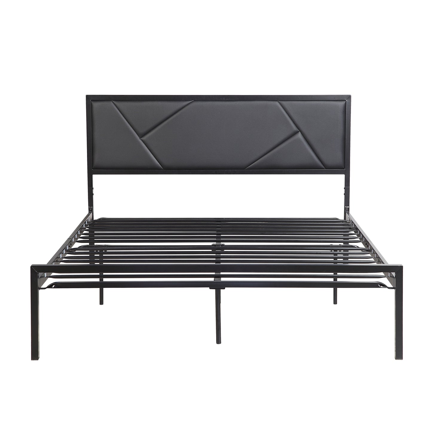 Homelegance Queen Bed Rhea Gunmetal Finish with Faux Leather Headboard 1602BK-1