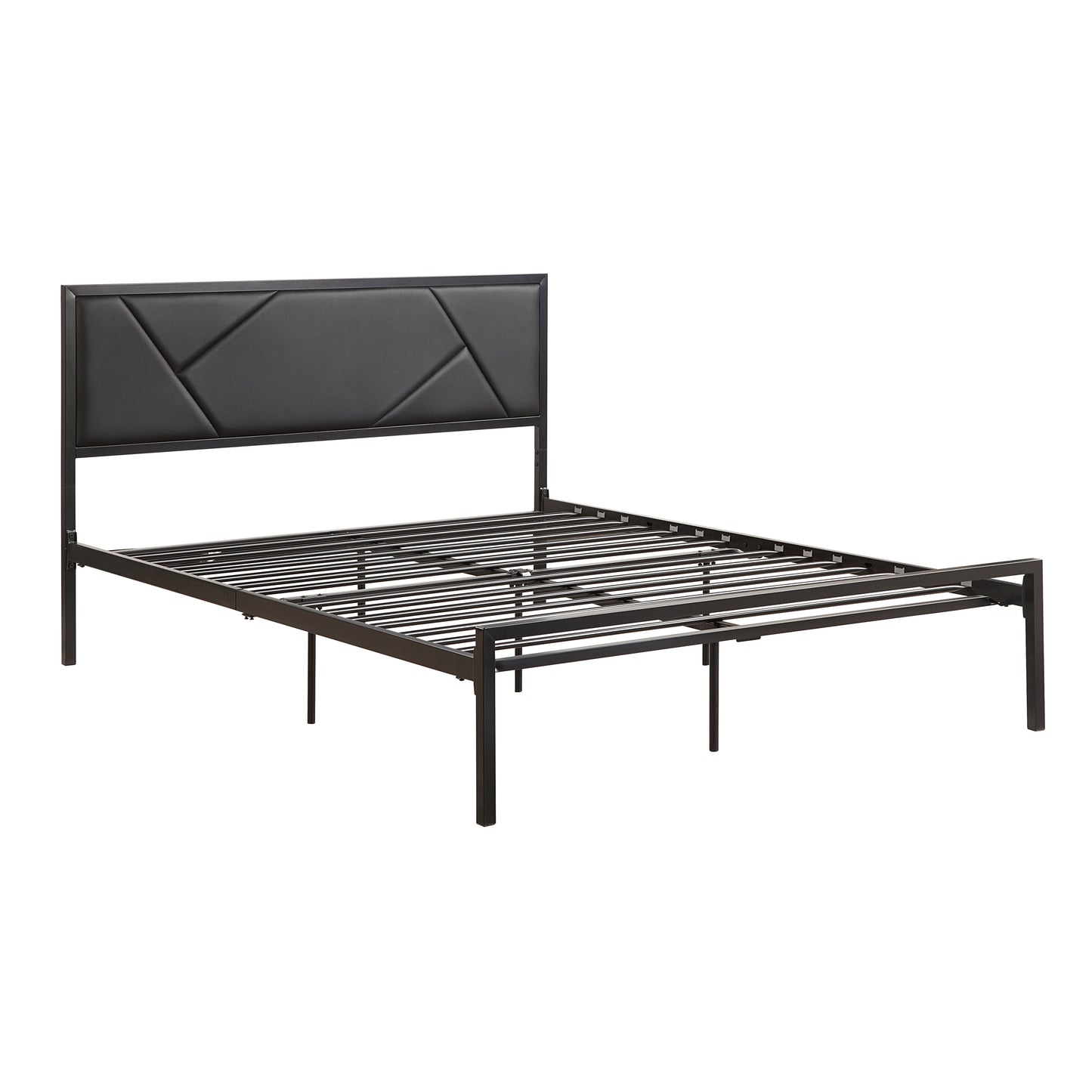 Homelegance Queen Bed Rhea Gunmetal Finish with Faux Leather Headboard 1602BK-1