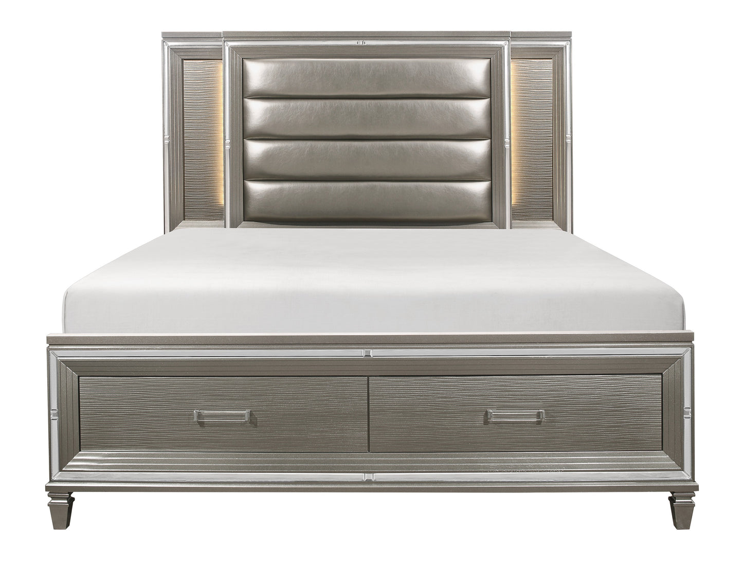 Homelegance Queen Bed Tamsin Silver Gray Finish with LED Headboard 1616-1