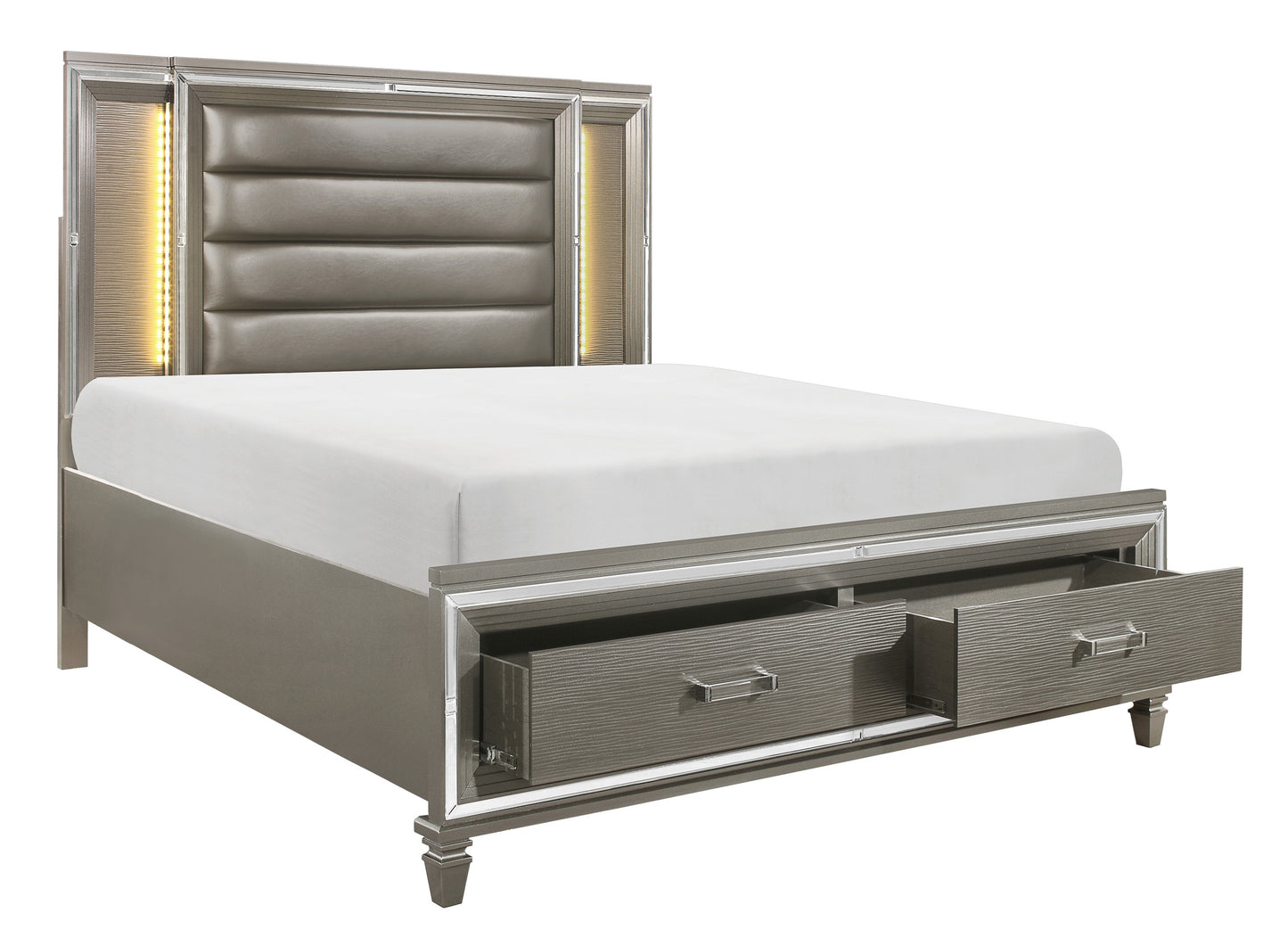Homelegance Queen Bed Tamsin Silver Gray Finish with LED Headboard 1616-1