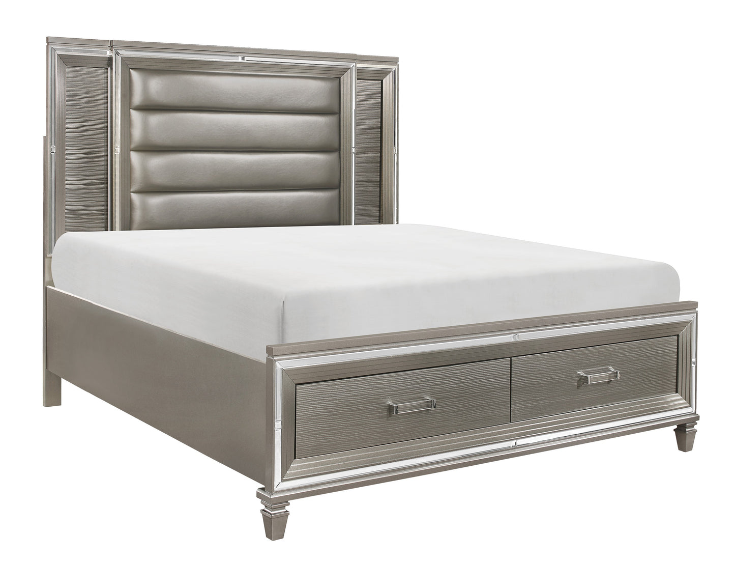 Homelegance Queen Bed Tamsin Silver Gray Finish with LED Headboard 1616-1
