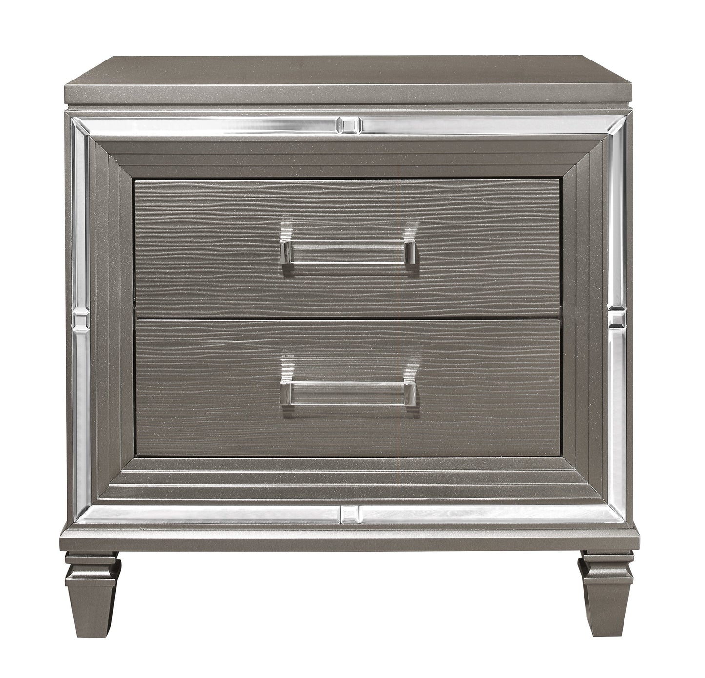 Homelegance Tamsin Nightstand Silver Gray Metallic Finish 1616-4