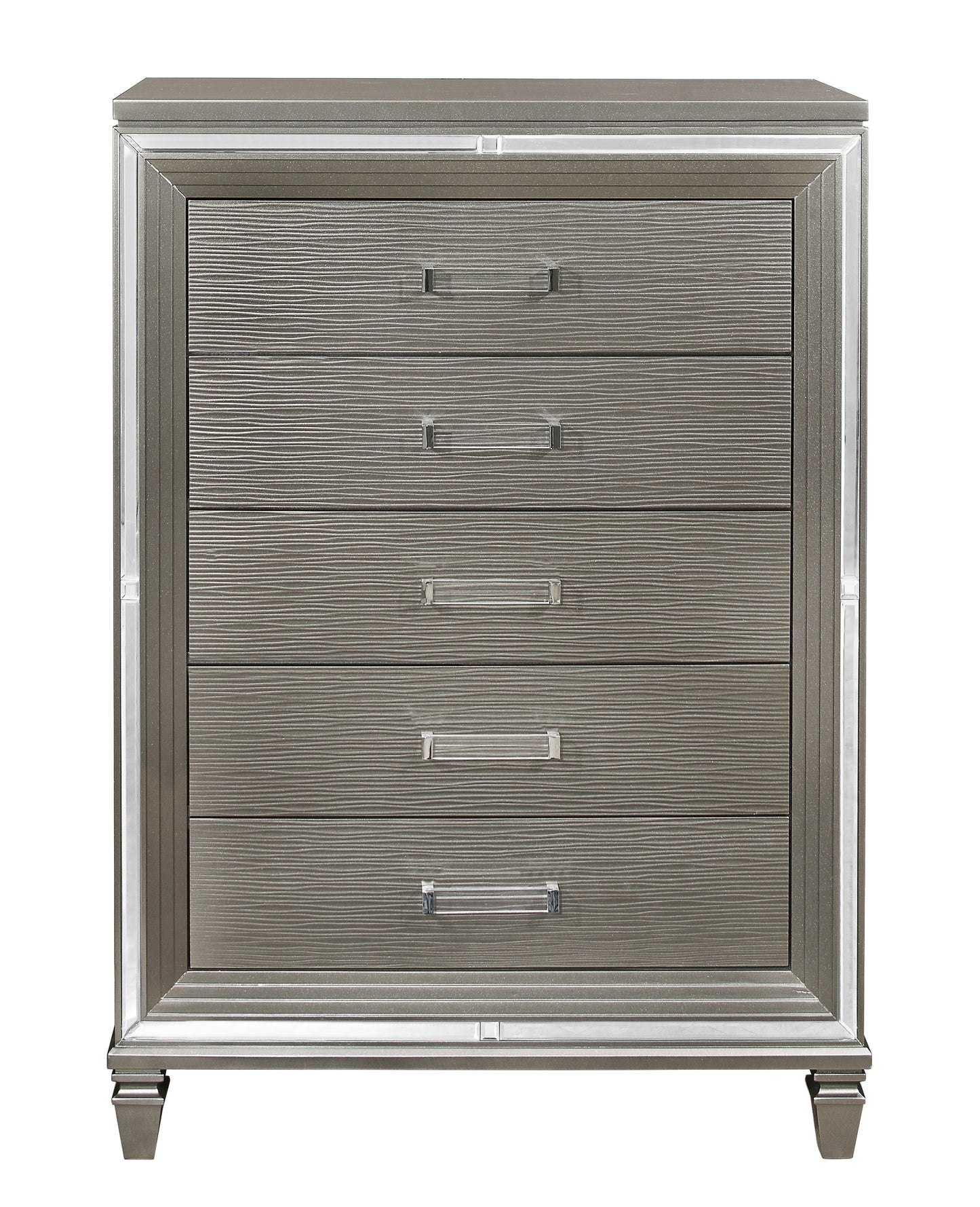 Homelegance Tamsin Chest Silver Gray Metallic Finish with Mirrored Framing 1616-9