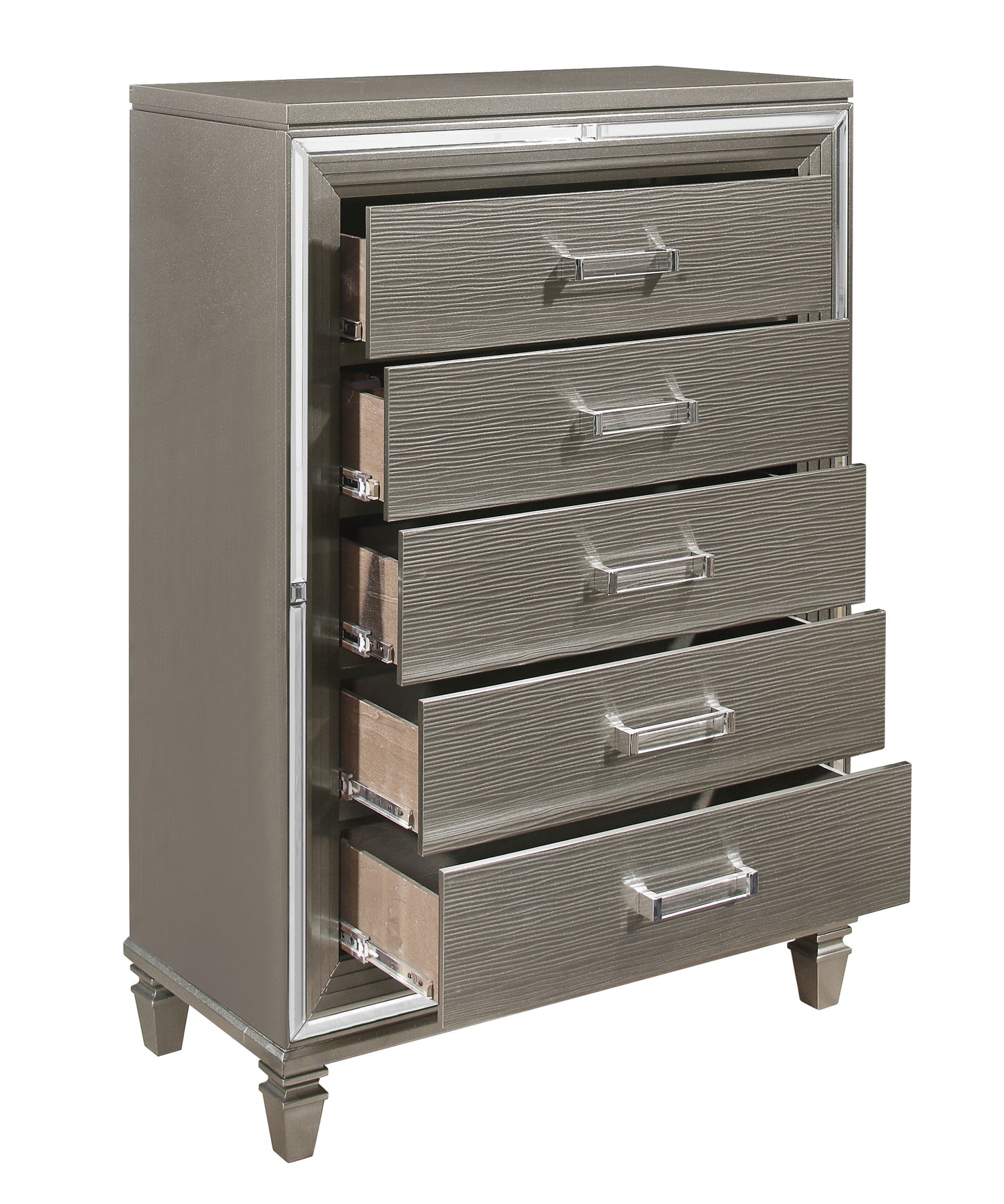Homelegance Tamsin Chest Silver Gray Metallic Finish with Mirrored Framing 1616-9