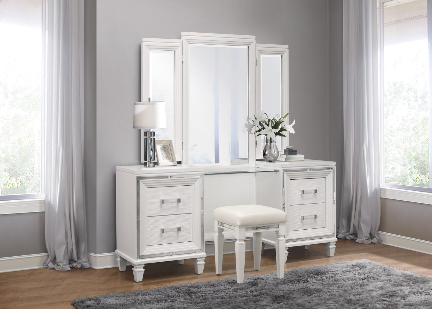 Homelegance Vanity Benches Tamsin White Metallic Finish 1616W-14