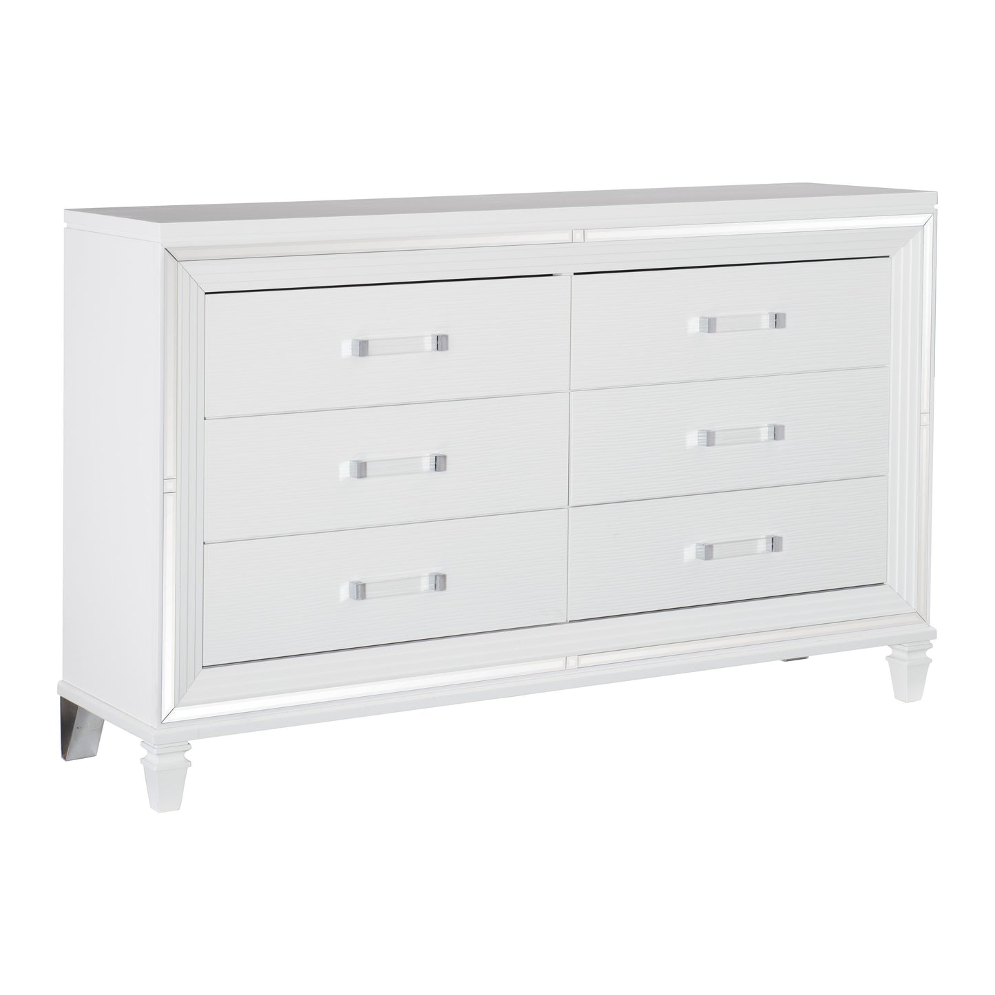 Homelegance Tamsin Dresser White Metallic Finish with Mirrored Framing 1616W-5