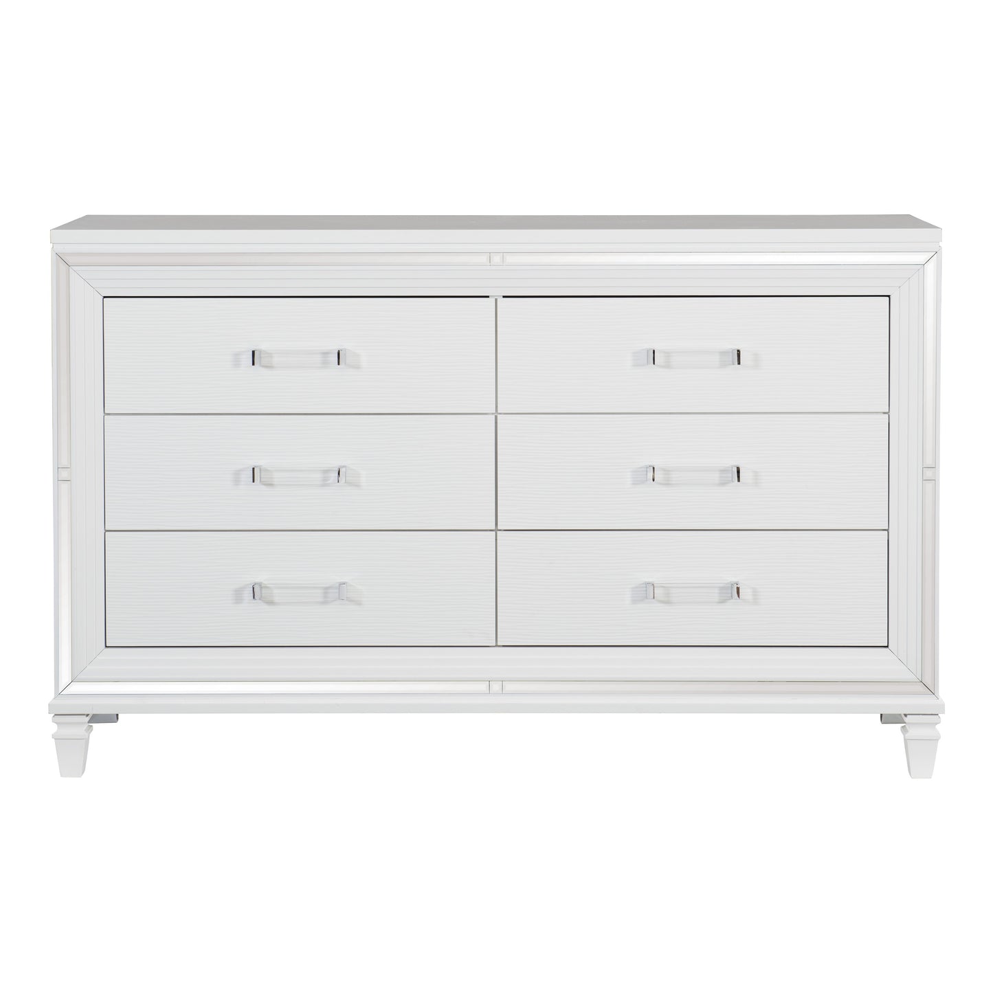Homelegance Tamsin Dresser White Metallic Finish with Mirrored Framing 1616W-5
