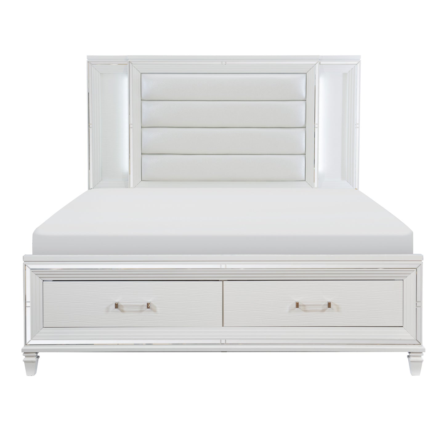 Homelegance Queen Bed Tamsin White Finish with LED Lighting and Storage 1616W-1