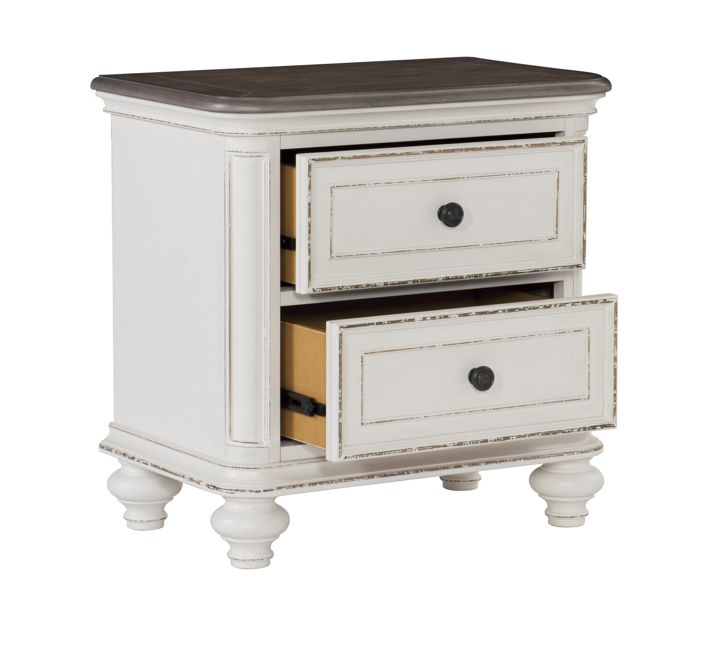 Homelegance Nightstand Baylesford Antique White Rub-Through Finish 1624W-4
