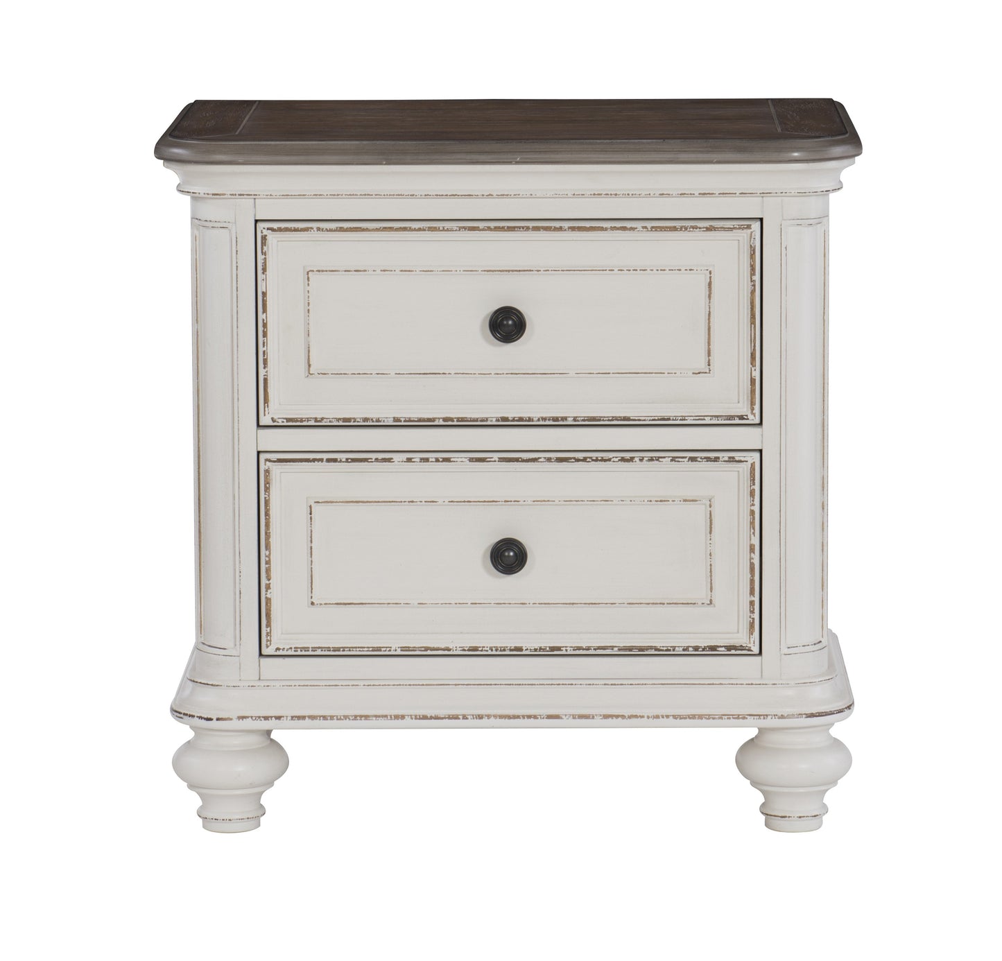 Homelegance Nightstand Baylesford Antique White Rub-Through Finish 1624W-4