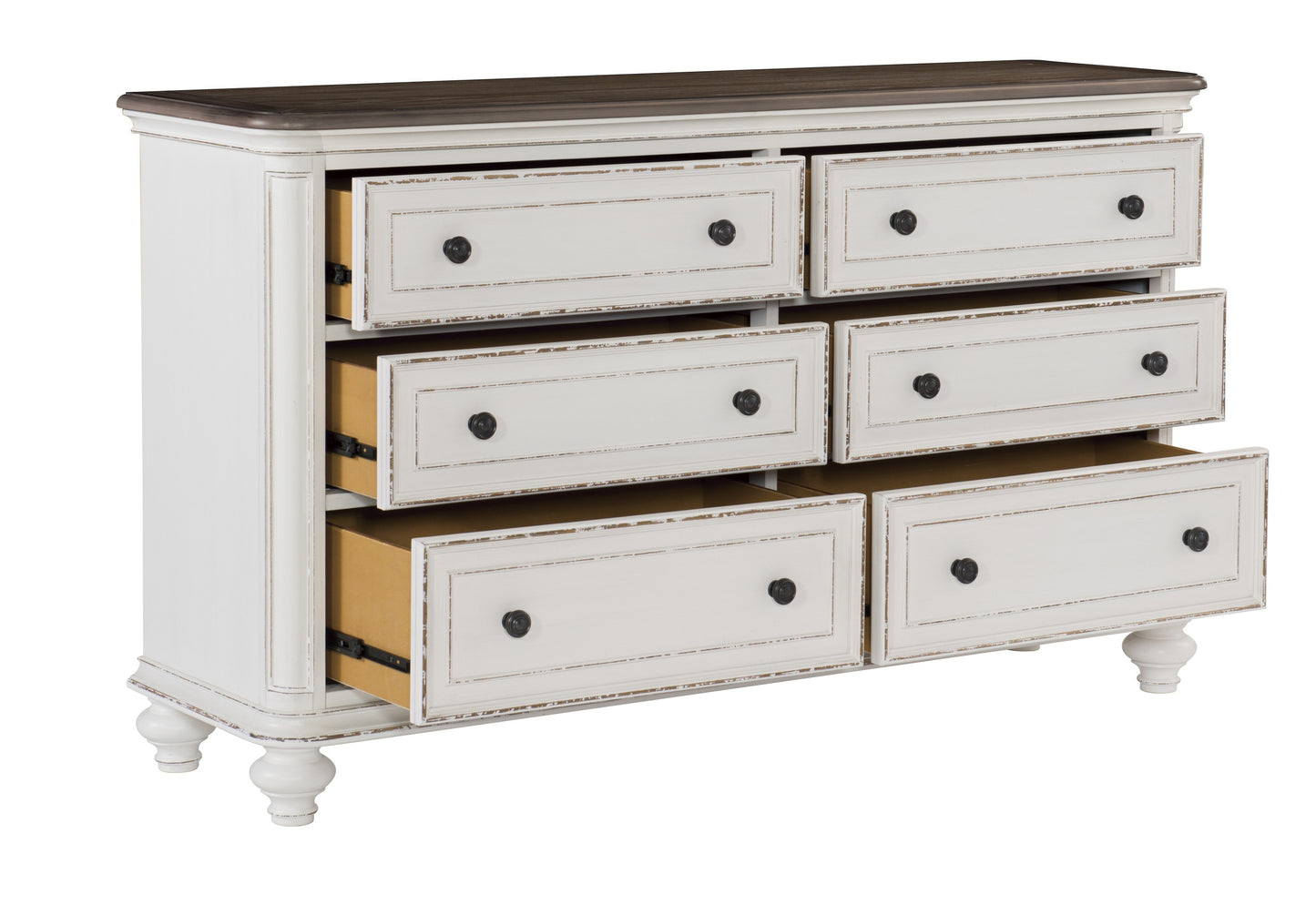 Homelegance Dresser Baylesford Antique White Rub-Through Finish 1624W-5