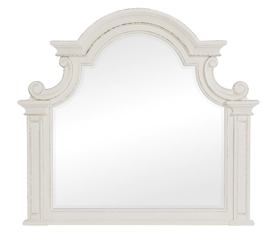 Homelegance Dresser Mirror Baylesford Antique White Rub Through Brown Gray 1624W-6
