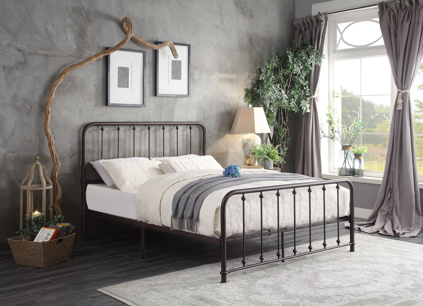 Homelegance Queen Bed Larkspur Antique Bronze Vintage Charm 1638-1