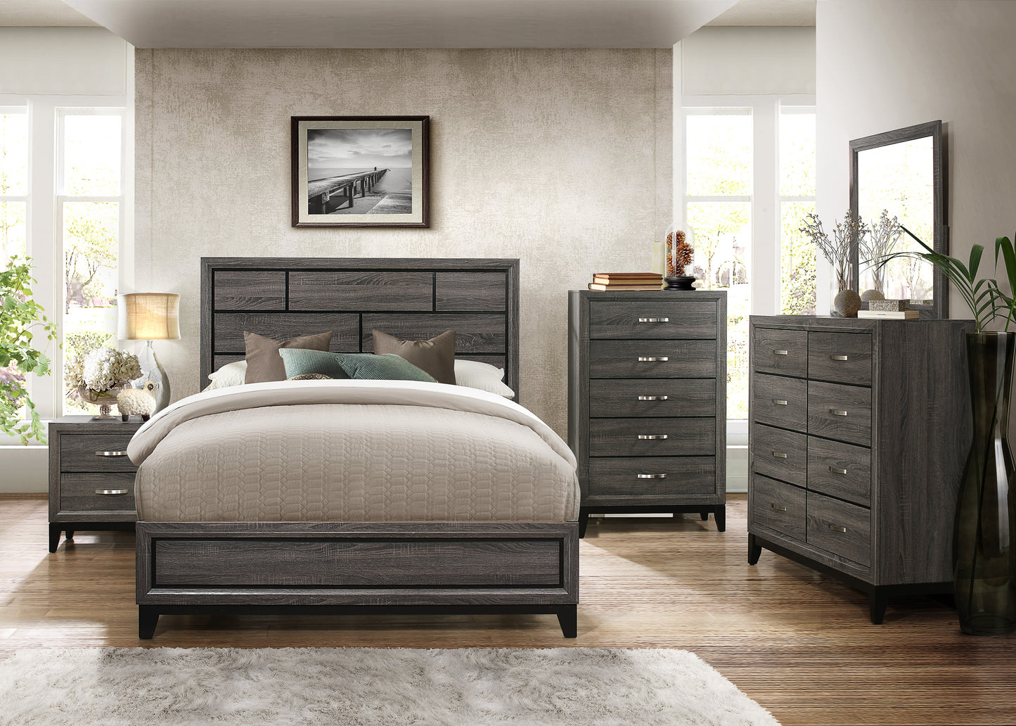 Homelegance Queen Bed Davi Gray Finish 1645-1