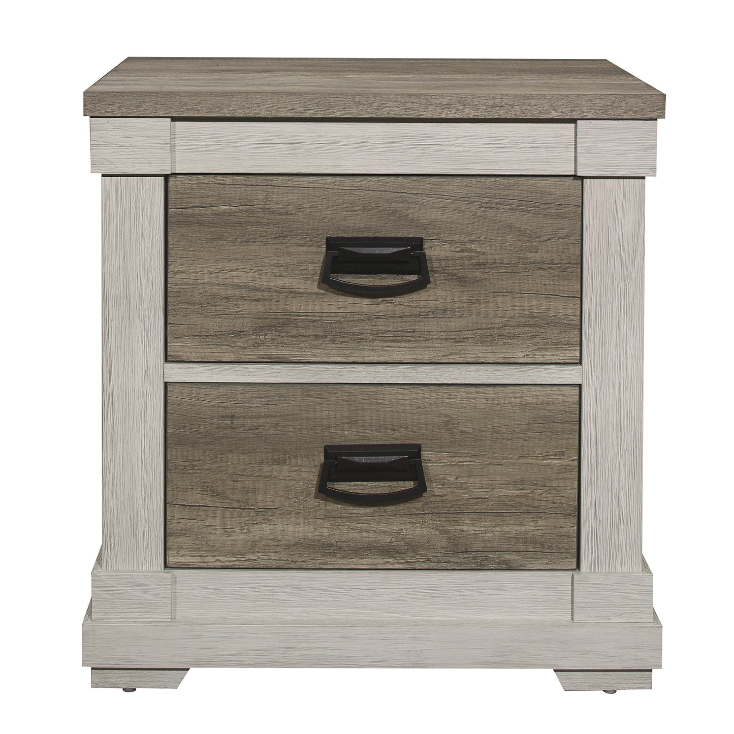 Homelegance Nightstand Arcadia Two-Tone Finish with Antique Black Handles 1677-4