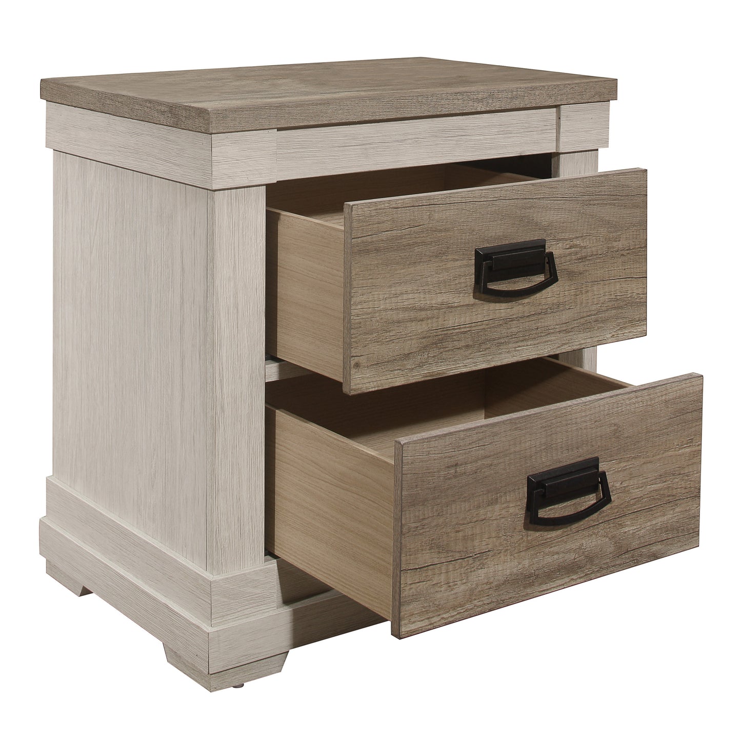 Homelegance Nightstand Arcadia Two-Tone Finish with Antique Black Handles 1677-4