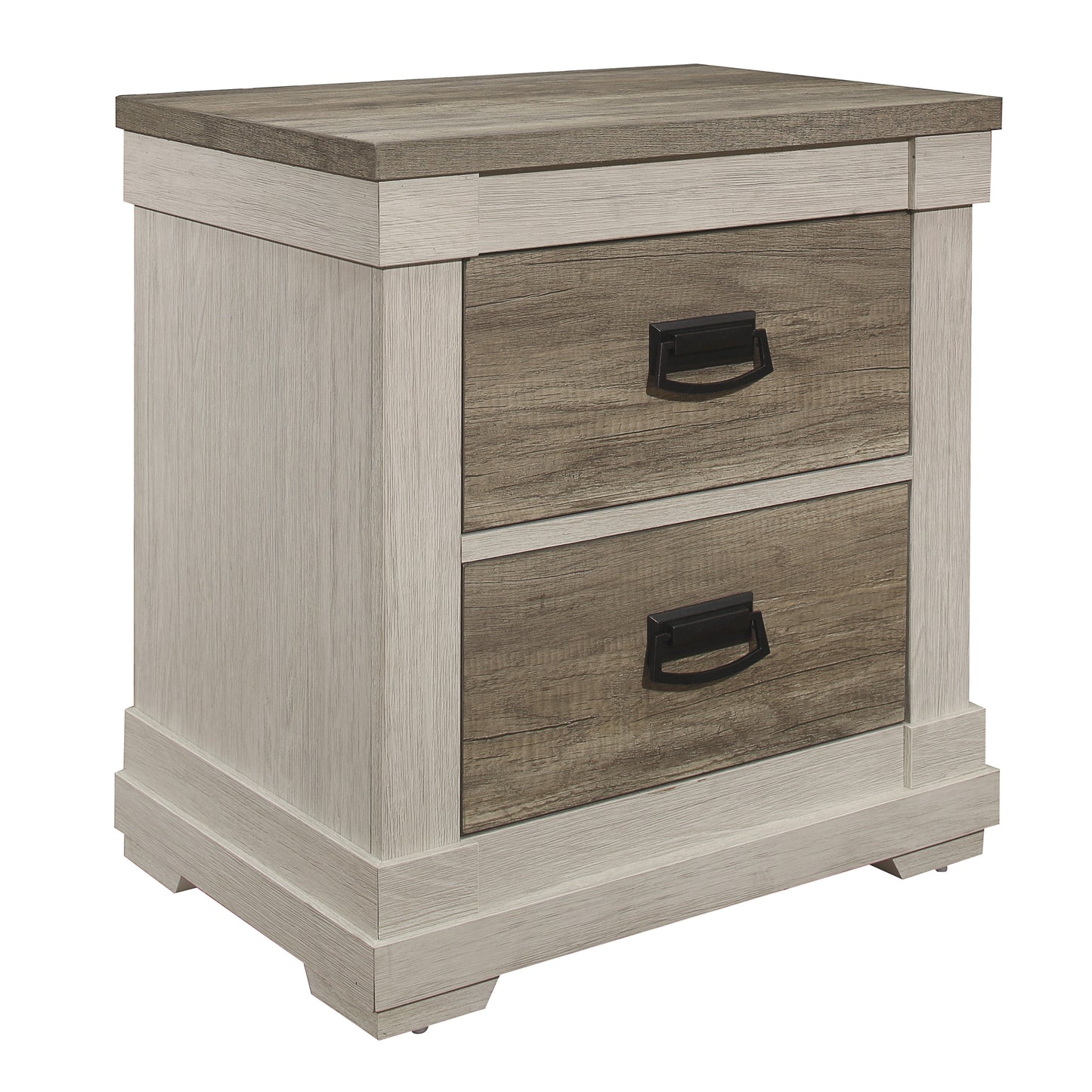 Homelegance Nightstand Arcadia Two-Tone Finish with Antique Black Handles 1677-4