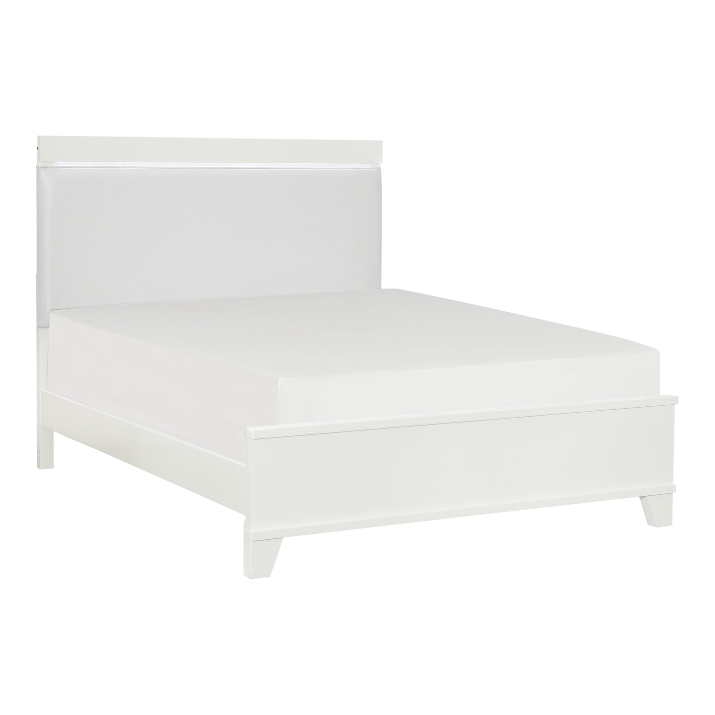 Homelegance Queen Bed Kerren White Opalescent Faux Leather Finish 1678W-1