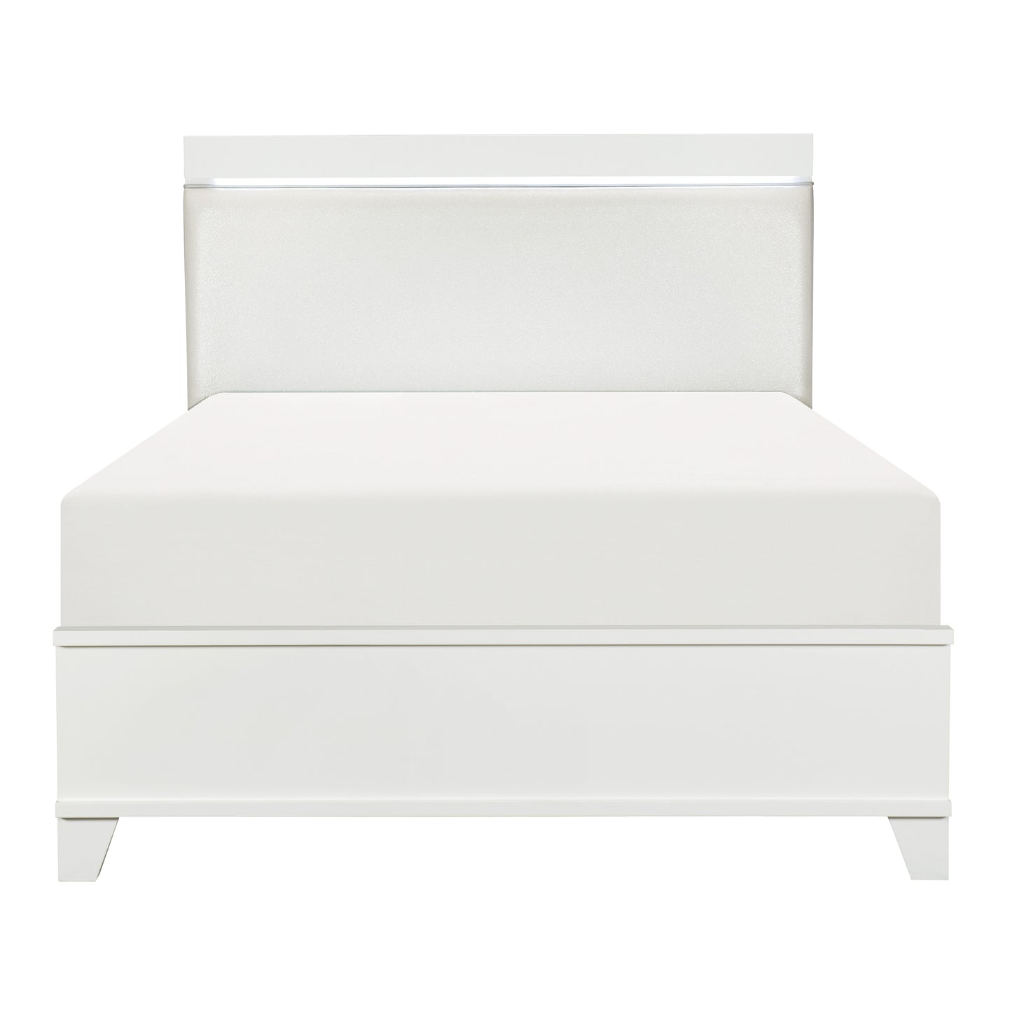 Homelegance Queen Bed Kerren White Opalescent Faux Leather Finish 1678W-1