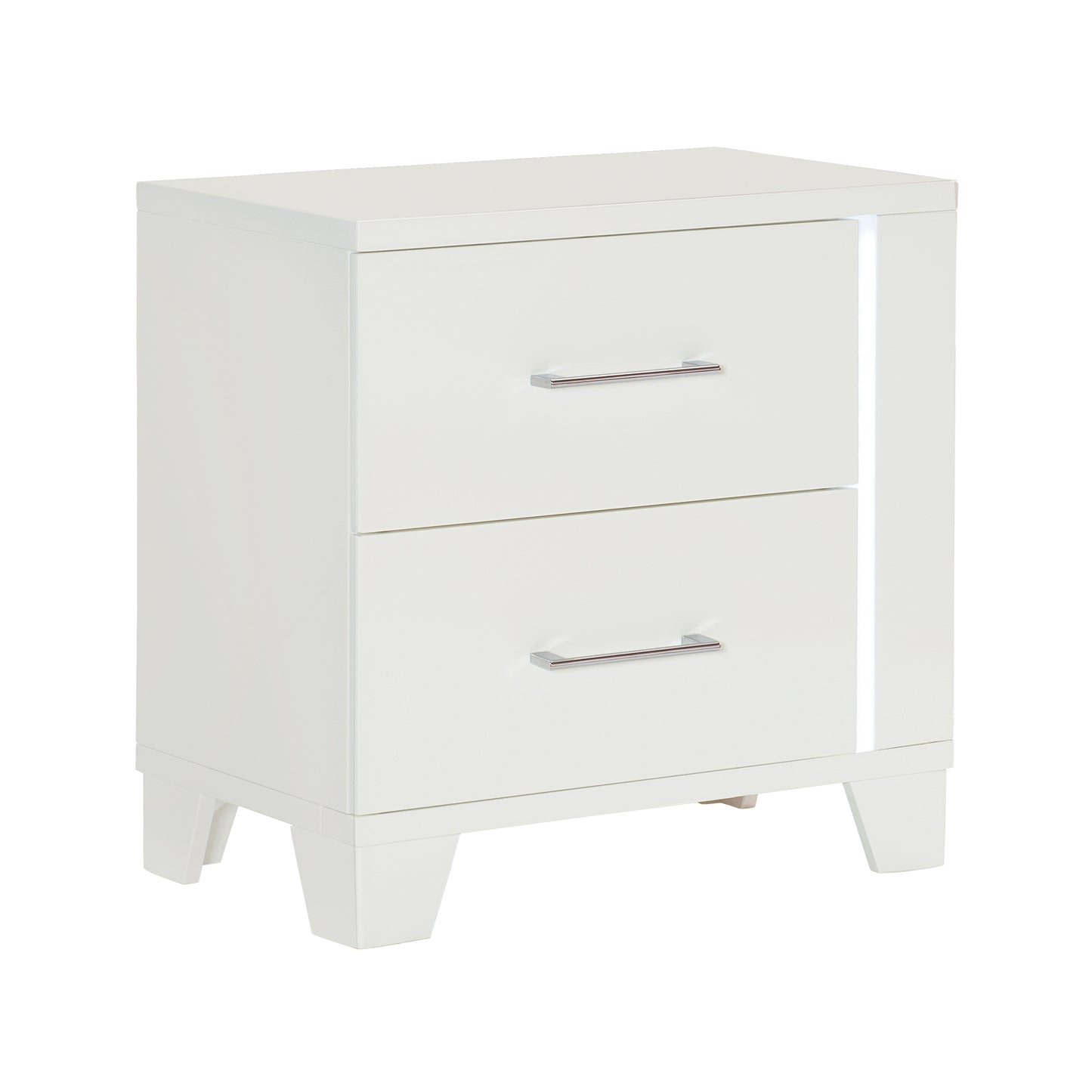 Homelegance Kerren Nightstand White High Gloss Finish with LED Lighting 1678W-4