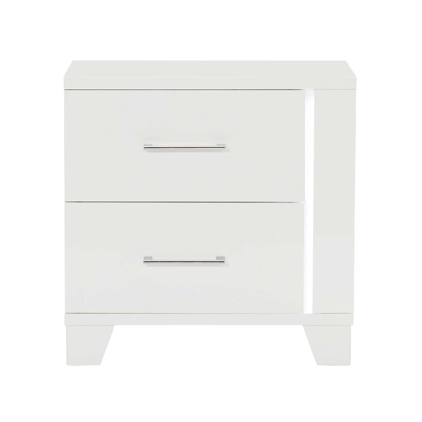 Homelegance Kerren Nightstand White High Gloss Finish with LED Lighting 1678W-4