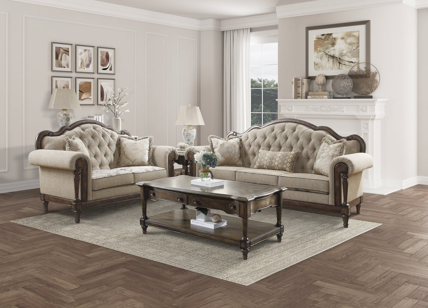 Homelegance Heath Court Loveseat Multi-color Textured Fabric 16829-2