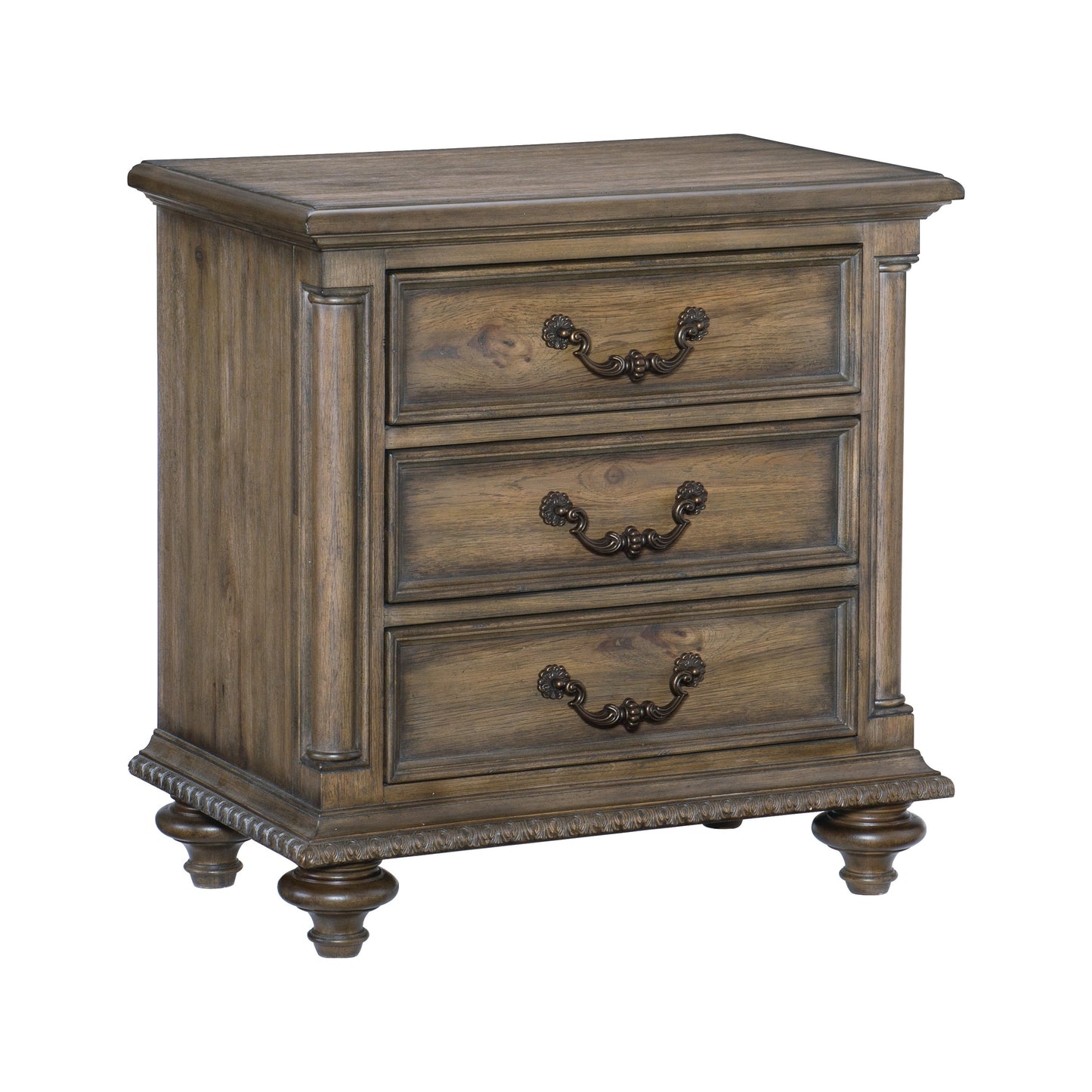 Homelegance Nightstand Rachelle Weathered Pecan Finish 1693-4