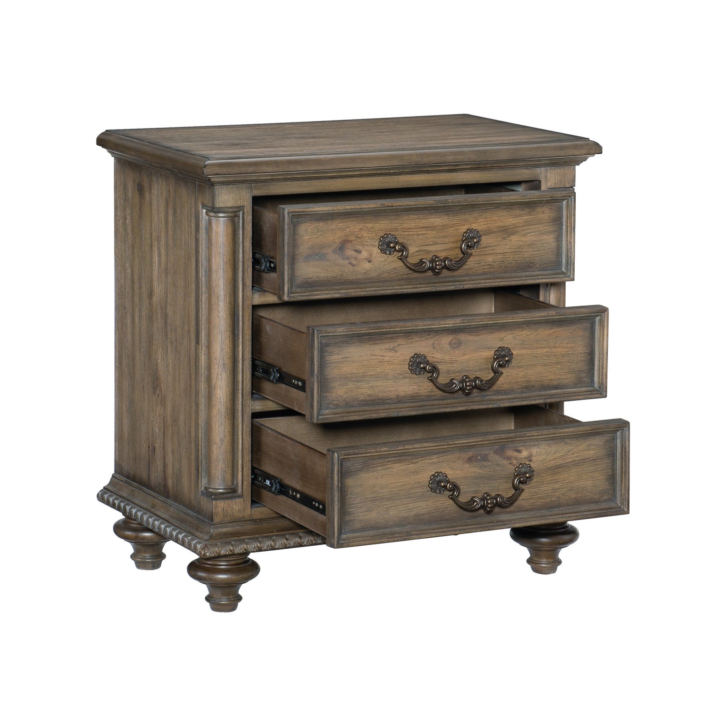 Homelegance Nightstand Rachelle Weathered Pecan Finish 1693-4