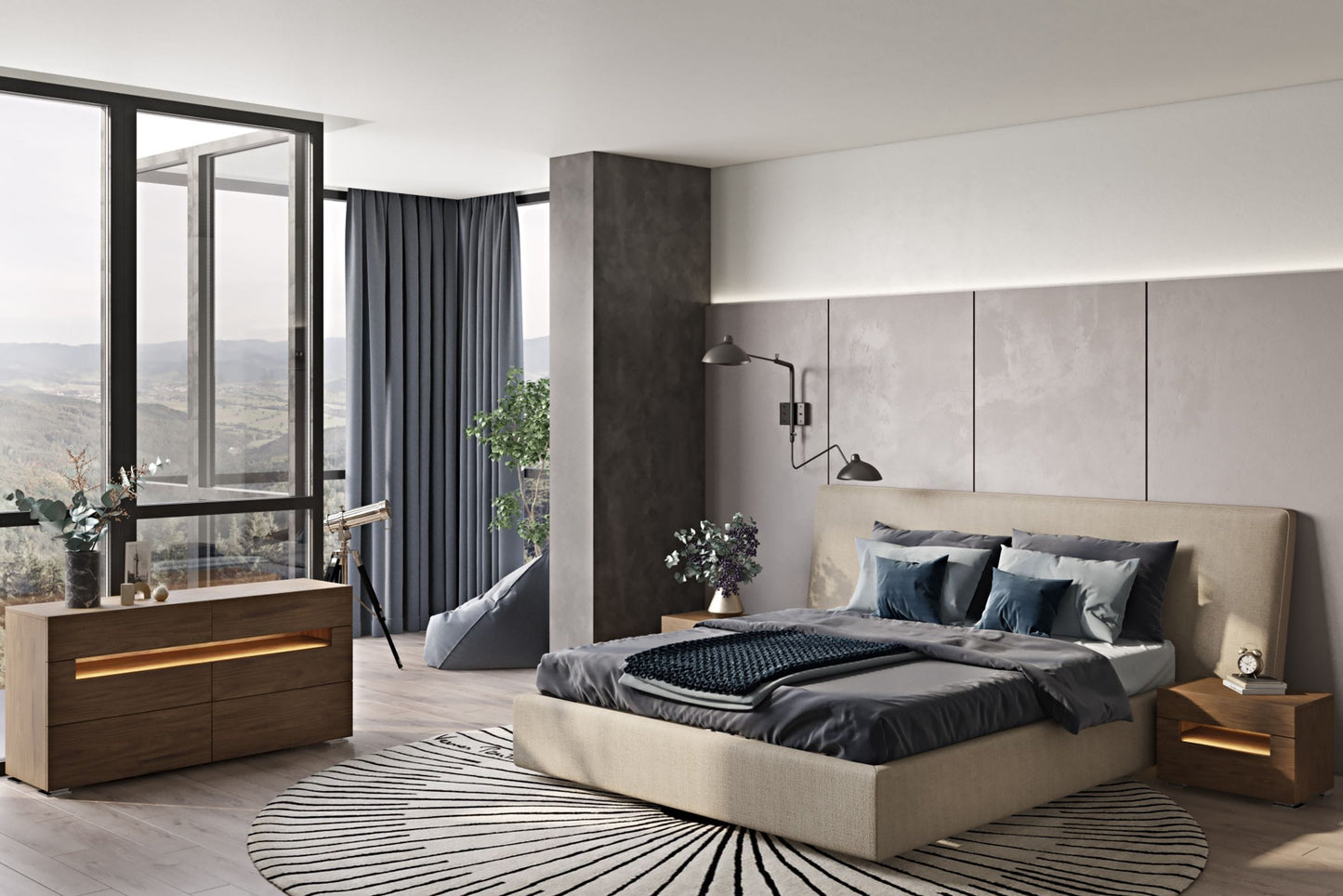 Modrest Brittany Modern Beige Fabric Bed