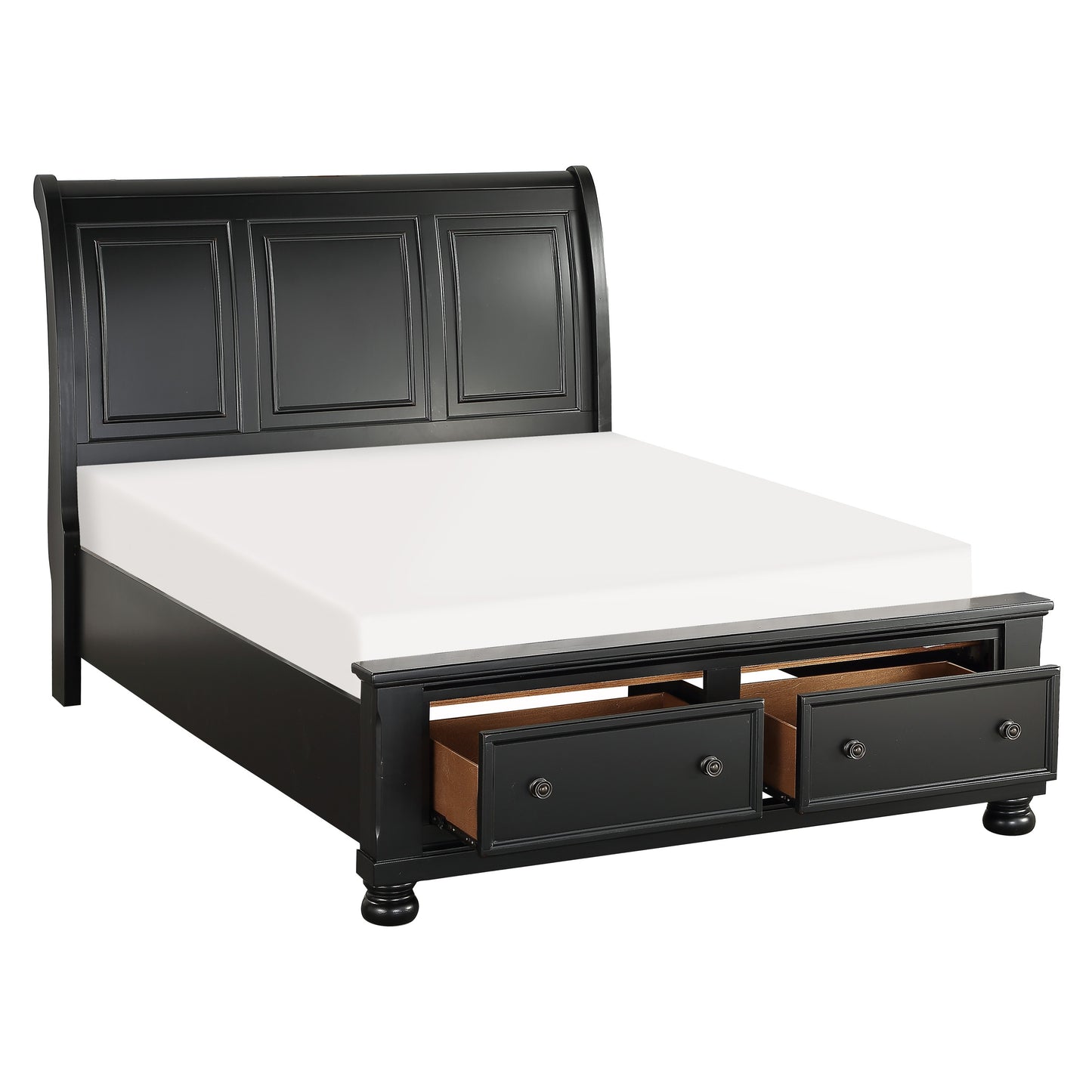 Homelegance Queen Bed Laurelin Black Sleigh Platform with Storage 1714BK-1