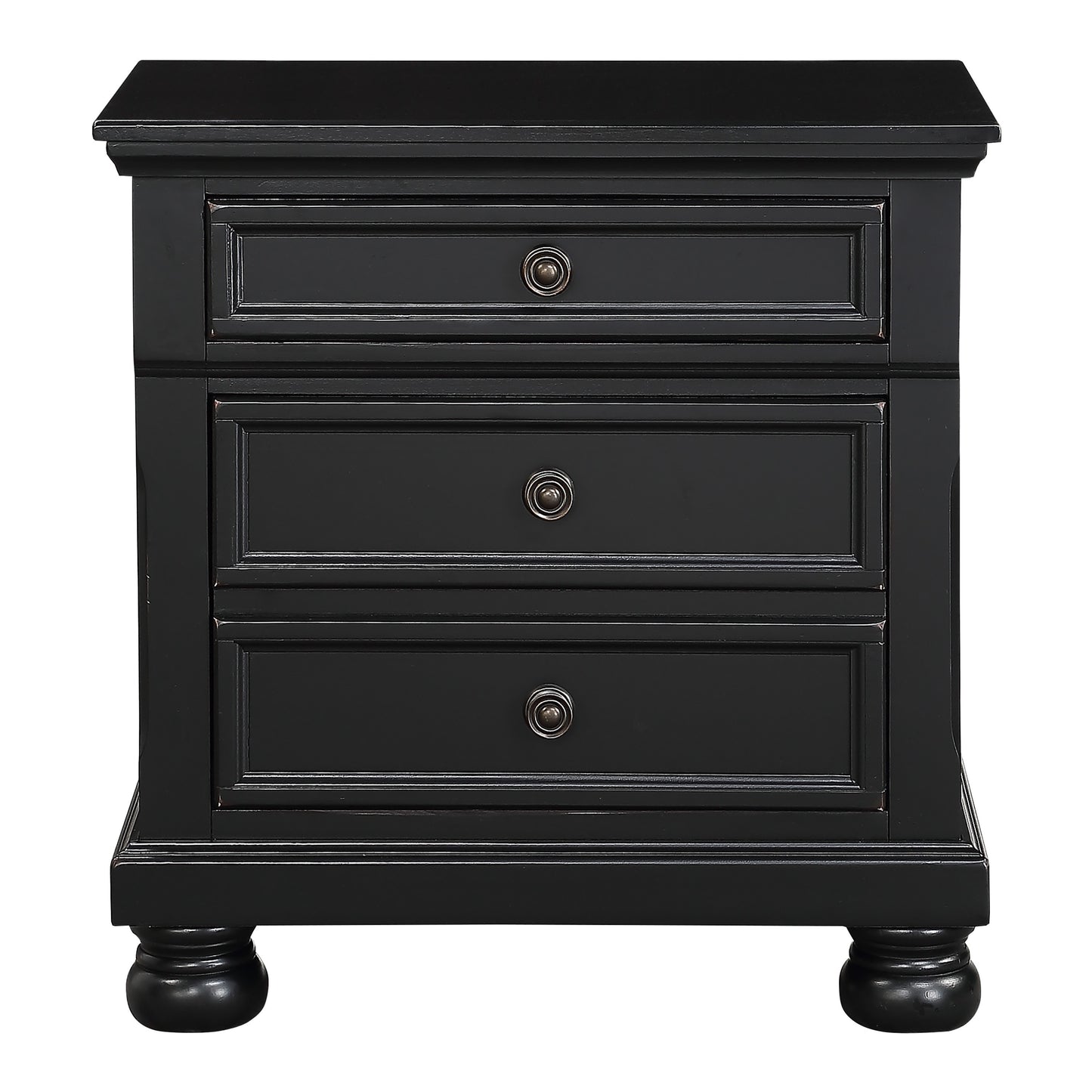 Homelegance Nightstand Laurelin Black Sand-Through Finish with Hidden Drawer 1714BK-4