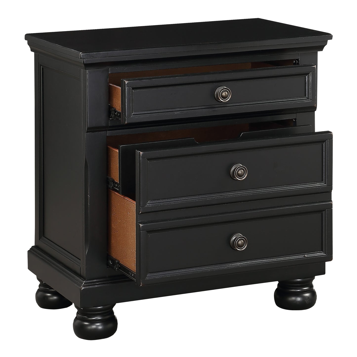 Homelegance Nightstand Laurelin Black Sand-Through Finish with Hidden Drawer 1714BK-4