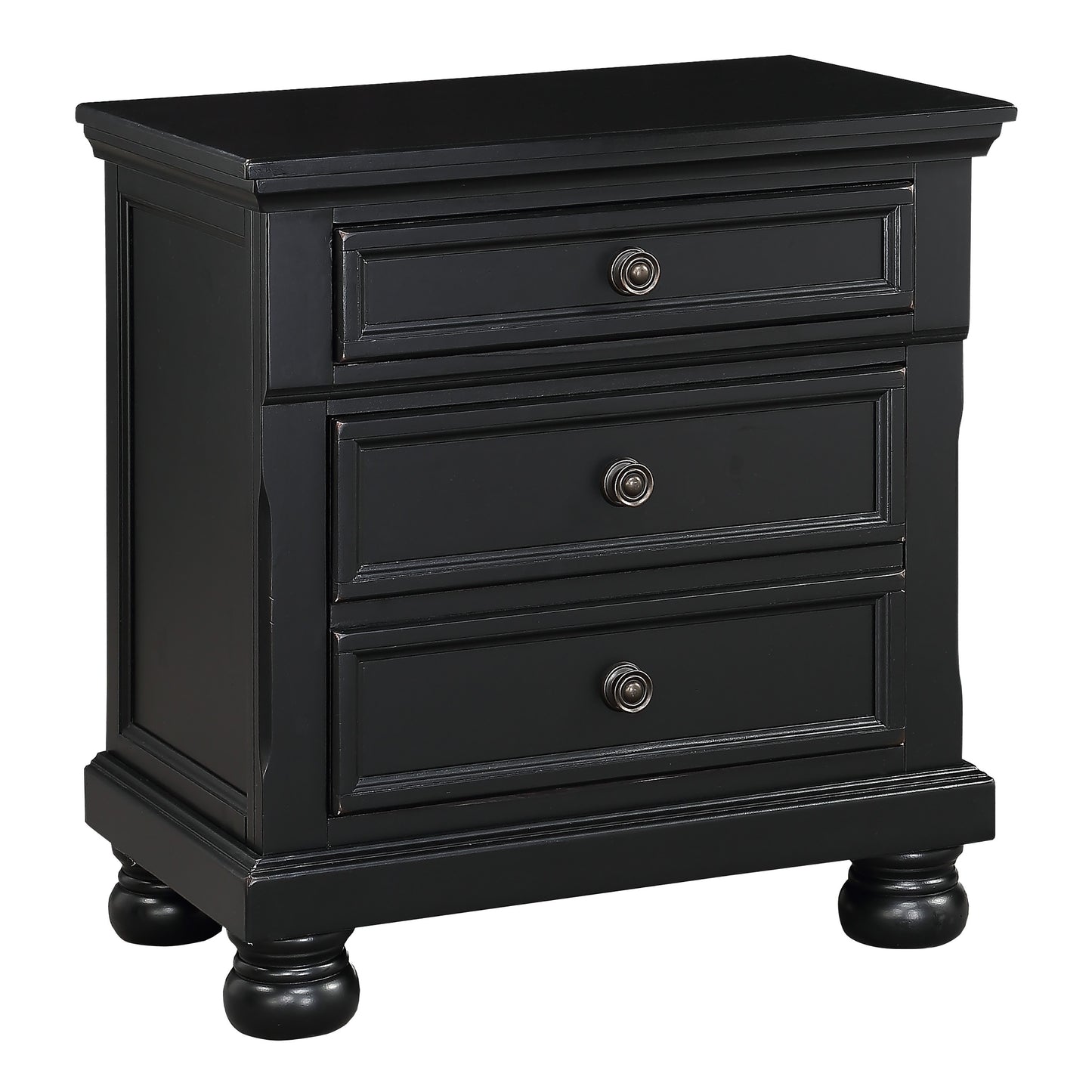 Homelegance Nightstand Laurelin Black Sand-Through Finish with Hidden Drawer 1714BK-4
