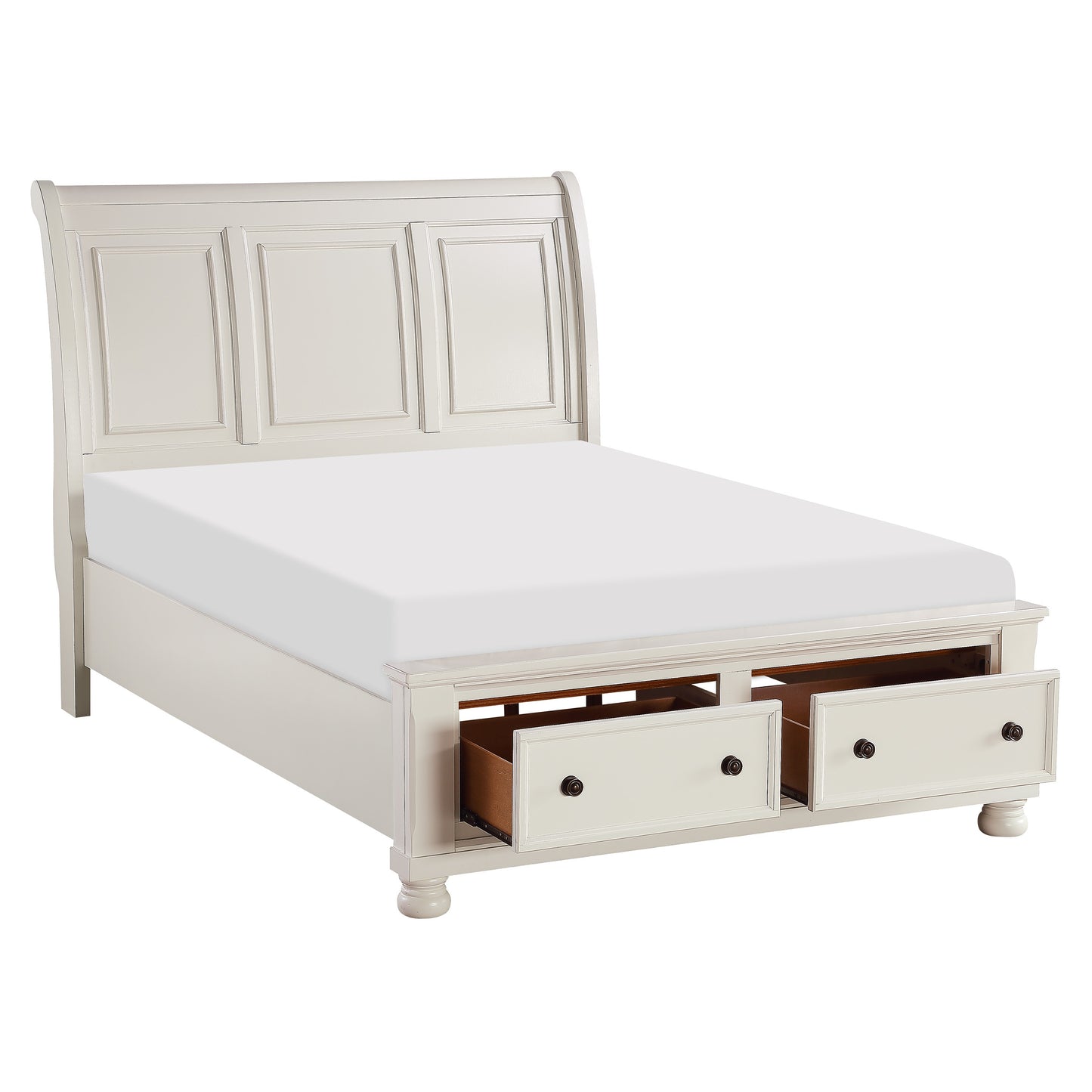 Homelegance Queen Bed Laurelin White Finish Elegant Design with Storage 1714W-1