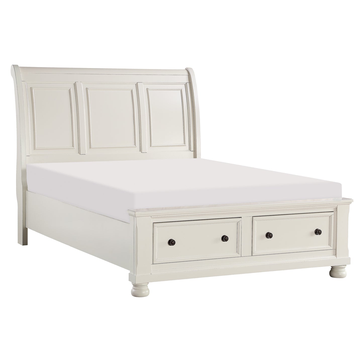 Homelegance Queen Bed Laurelin White Finish Elegant Design with Storage 1714W-1
