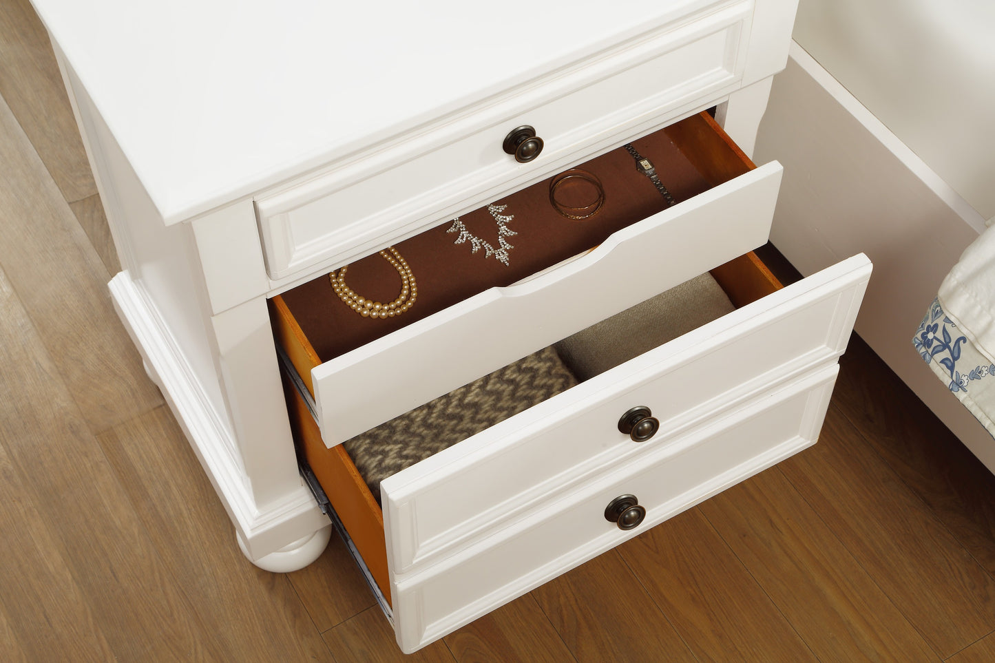 Homelegance Nightstand Laurelin White Finish with Hidden Drawer 1714W-4