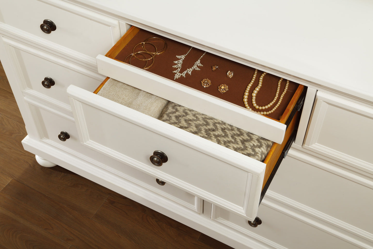 Homelegance Laurelin Dresser White Finish Elegant Storage Solution 1714W-5