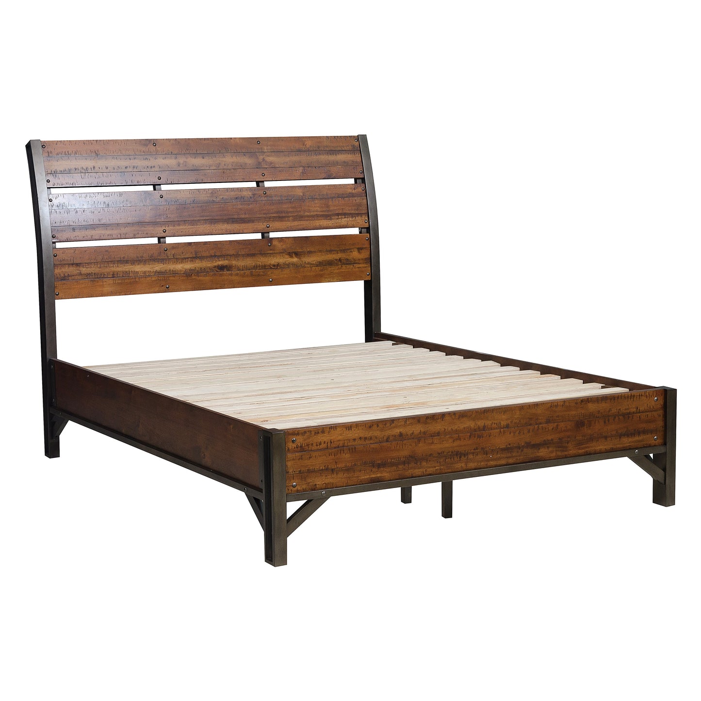 Homelegance Queen Bed Holverson Rustic Brown Milk Crate Finish 1715-1