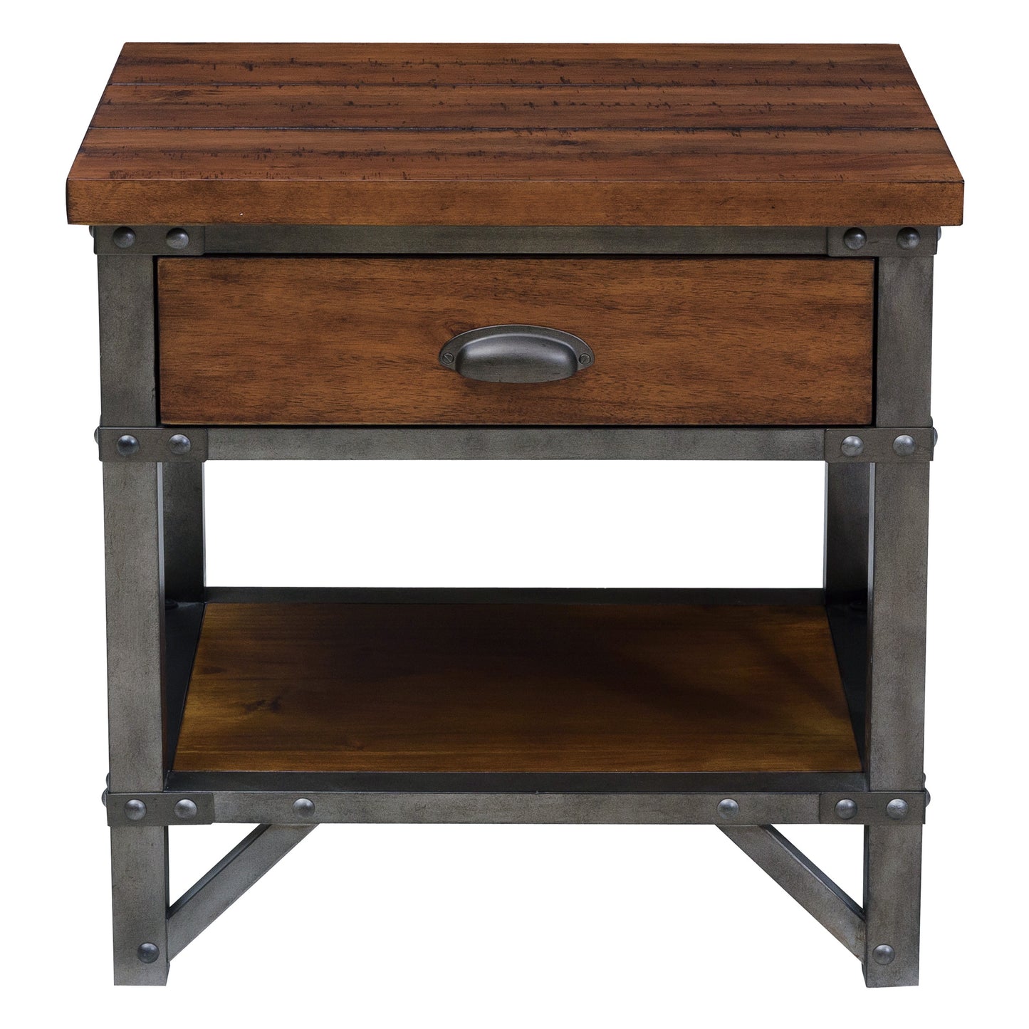 Homelegance Nightstand Holverson Rustic Brown Milk Crate Finish 1715-4